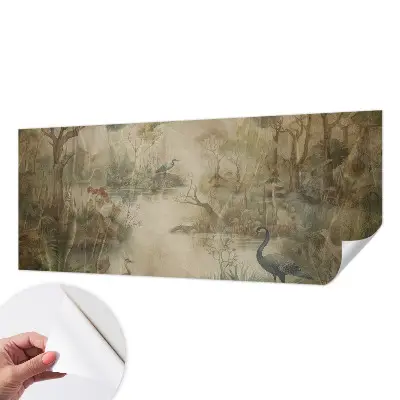 Selbstklebende Fototapete fürs Schlafzimmer mit einer Waldszene