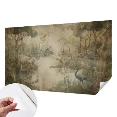 Selbstklebende Fototapete fürs Schlafzimmer mit einer Waldszene