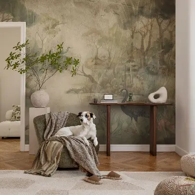 Selbstklebende Fototapete fürs Schlafzimmer mit einer Waldszene