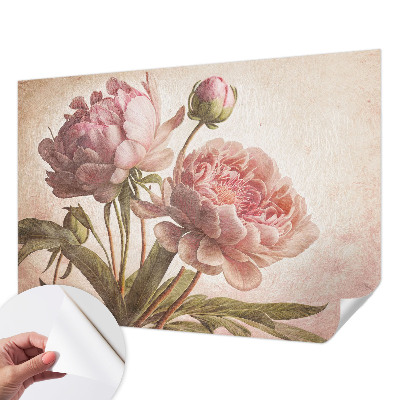 Selbstklebende Fototapete fürs Kinderzimmer Zarte Pfingstrosen