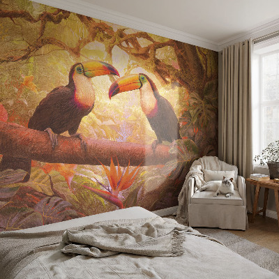 75D-Fototapete fürs Wohnzimmer Bunte Tukane