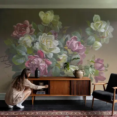 Selbstklebende Fototapete fürs Wohnzimmer mit floralem Motiv