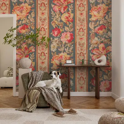 Selbstklebende Fototapete fürs Schlafzimmer mit bunten Blumen als Motiv