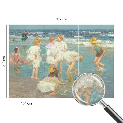Motivtapete fürs Wohnzimmer mit dem Motiv „Kindheit am Strand”