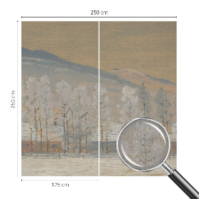 Selbstklebende Fototapete fürs Schlafzimmer mit Motiv einer Winterlandschaft