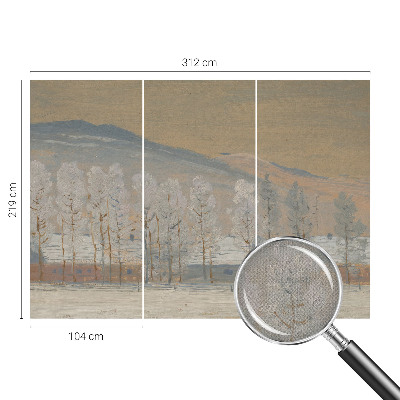 Selbstklebende Fototapete fürs Schlafzimmer mit Motiv einer Winterlandschaft