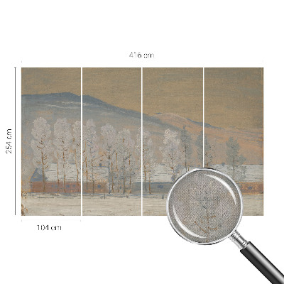 Selbstklebende Fototapete fürs Schlafzimmer mit Motiv einer Winterlandschaft