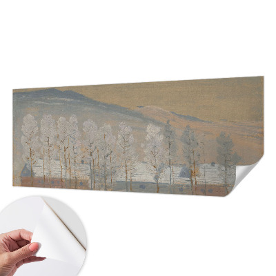Selbstklebende Fototapete fürs Schlafzimmer mit Motiv einer Winterlandschaft