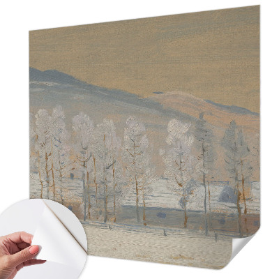 Selbstklebende Fototapete fürs Schlafzimmer mit Motiv einer Winterlandschaft