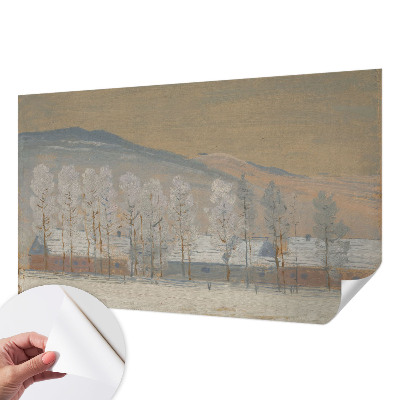Selbstklebende Fototapete fürs Schlafzimmer mit Motiv einer Winterlandschaft