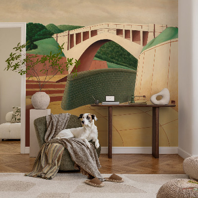 Selbstklebende Fototapete fürs Wohnzimmer mit einem Motiv einer friedlichen Landschaft