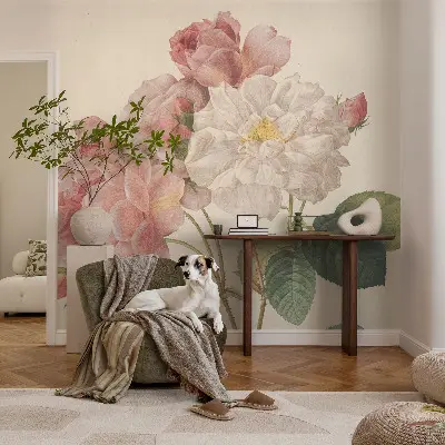 Motivtapete fürs Wohnzimmer mit romantischem Rosenmotiv