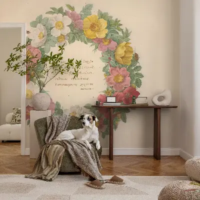 Hochwertige Bildtapete mit Blumenkranzmuster