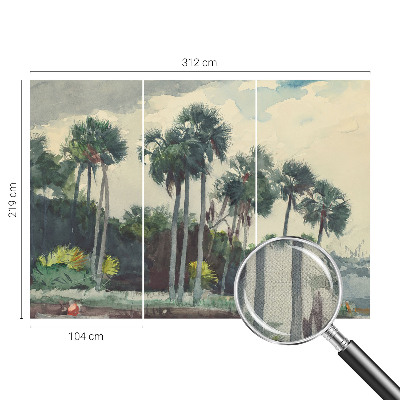 Selbstklebende Fototapete fürs Schlafzimmer mit exotischem Palmenmotiv