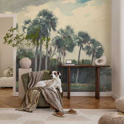 Selbstklebende Fototapete fürs Schlafzimmer Exotische Palmen