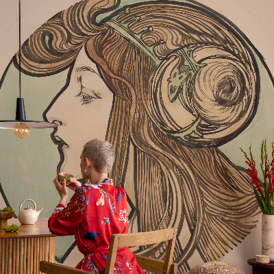 78D-Fototapete fürs Schlafzimmer Jugendstilporträt