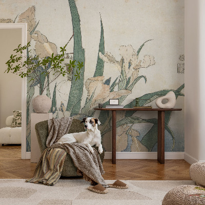 79D-Fototapete fürs Schlafzimmer mit zarten Schwertlilien