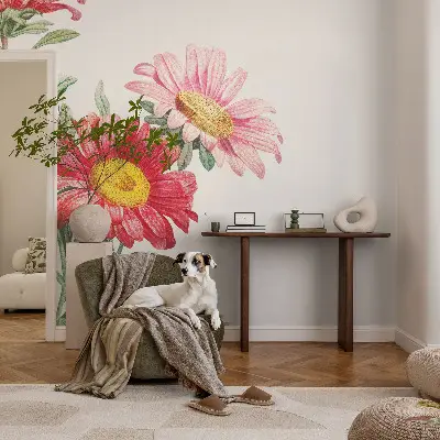 Moderne Fototapete nach Maß mit zarten Blüten