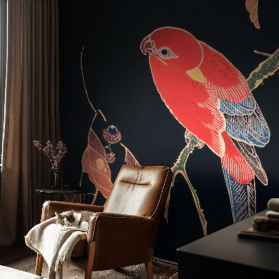 Motivtapete fürs Wohnzimmer mit einem exotischen Vogelmotiv