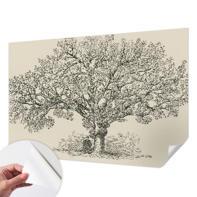 Selbstklebende Fototapete für die Wand mit einer Baumillustration