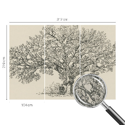 Selbstklebende Fototapete für die Wand mit einer Baumillustration