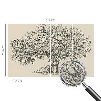 Selbstklebende Fototapete für die Wand mit einer Baumillustration