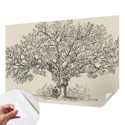 Selbstklebende Fototapete für die Wand mit einer Baumillustration