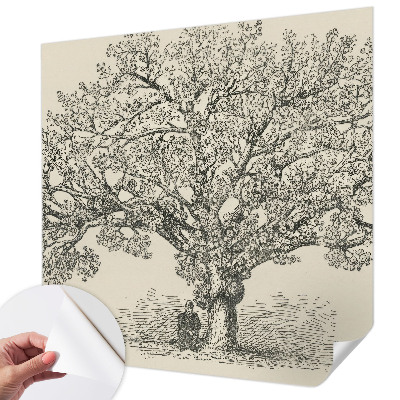 Selbstklebende Fototapete für die Wand mit einer Baumillustration