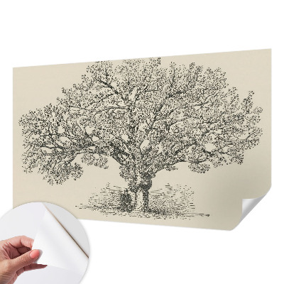 Selbstklebende Fototapete für die Wand mit einer Baumillustration