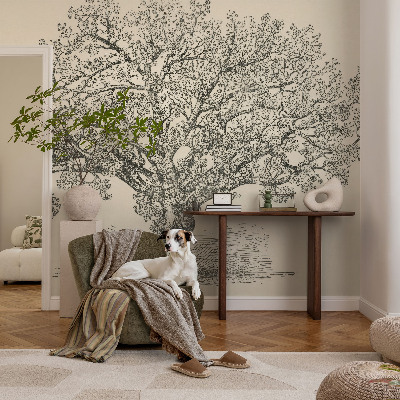 Selbstklebende Fototapete für die Wand mit einer Baumillustration