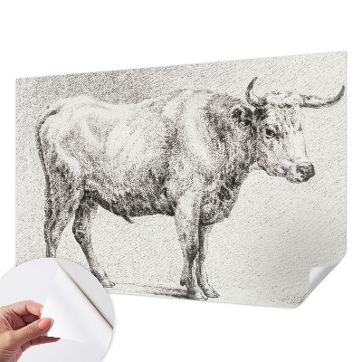 Selbstklebende Fototapete fürs Wohnzimmer mit Bullenstift-Motiv