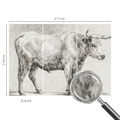 Selbstklebende Fototapete fürs Wohnzimmer mit Bullenstift-Motiv