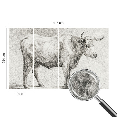 Selbstklebende Fototapete fürs Wohnzimmer mit Bullenstift-Motiv