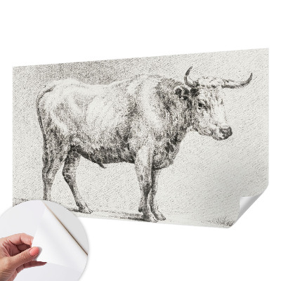 Selbstklebende Fototapete fürs Wohnzimmer mit Bullenstift-Motiv