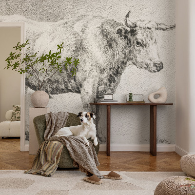 Selbstklebende Fototapete fürs Wohnzimmer mit Bullenstift-Motiv