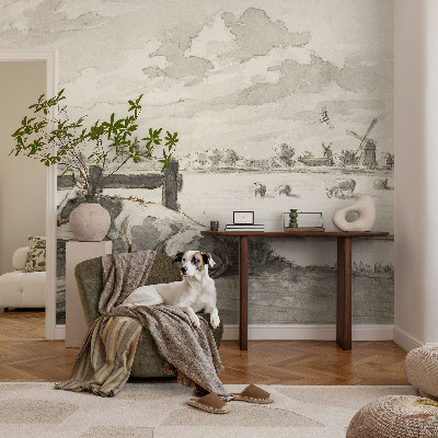 Selbstklebende Fototapete fürs Schlafzimmer mit einem Motiv ländlicher Idylle