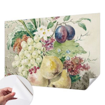 Selbstklebende Fototapete fürs Kinderzimmer mit Motiv aus Blüten und Früchten