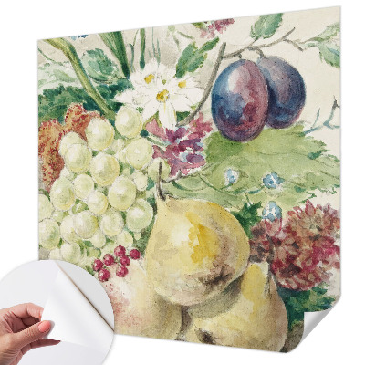 Selbstklebende Fototapete fürs Kinderzimmer mit Motiv aus Blüten und Früchten