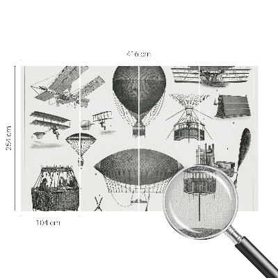 81D-Fototapete fürs Wohnzimmer mit dem Motiv „Geschichte der Luftfahrt“