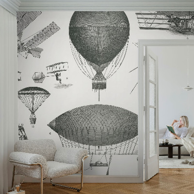81D-Fototapete fürs Wohnzimmer mit dem Motiv „Geschichte der Luftfahrt“