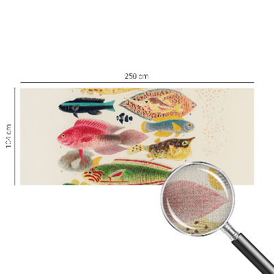 Selbstklebende Fototapete fürs Wohnzimmer mit bunten Fischen als Motiv