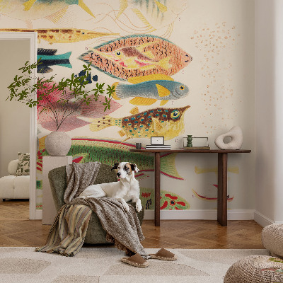 Selbstklebende Fototapete fürs Wohnzimmer Bunte Fische