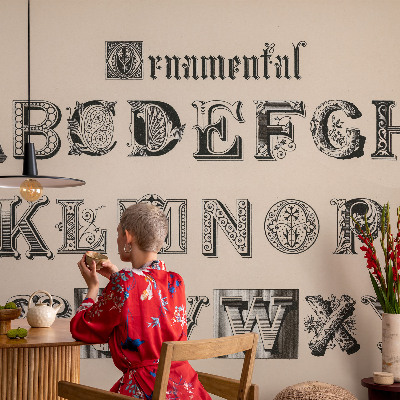 Moderne Fototapete nach Maß mit dekorativem Buchstabenmotiv