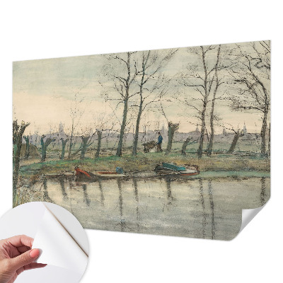 Selbstklebende Fototapete fürs Schlafzimmer mit Motiv einer Winterlandschaft