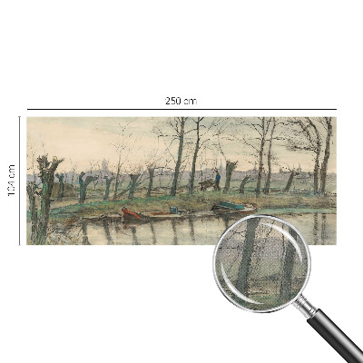 Selbstklebende Fototapete fürs Schlafzimmer mit Motiv einer Winterlandschaft