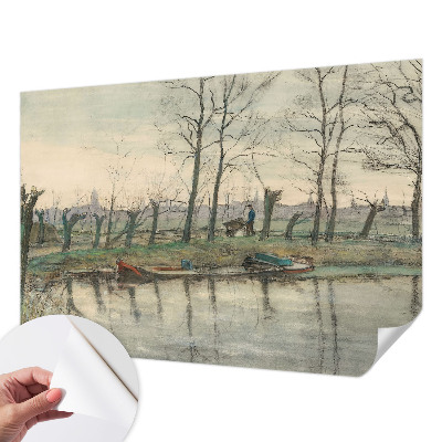 Selbstklebende Fototapete fürs Schlafzimmer mit Motiv einer Winterlandschaft