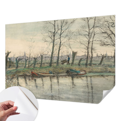 Selbstklebende Fototapete fürs Schlafzimmer mit Motiv einer Winterlandschaft