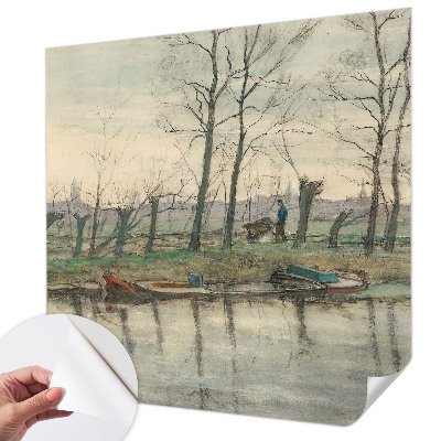 Selbstklebende Fototapete fürs Schlafzimmer mit Motiv einer Winterlandschaft