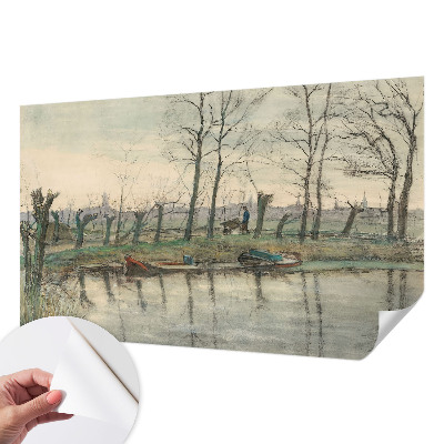 Selbstklebende Fototapete fürs Schlafzimmer mit Motiv einer Winterlandschaft
