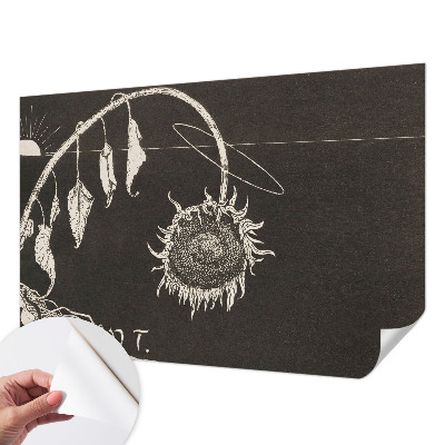 83D-Fototapete mit nostalgischem Sonnenblumenmotiv